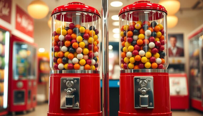 2-Schacht Kaugummiautomaten in Rot-Weiß Design